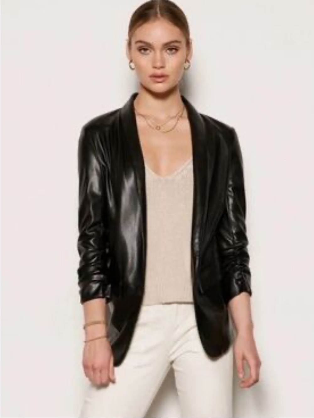 Tart Collections Black Vegan Leather Blazer Size Small